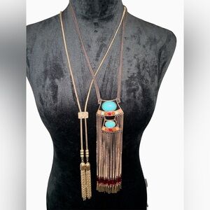Bohemian Turquoise and Gold Pendant Necklace Bundle